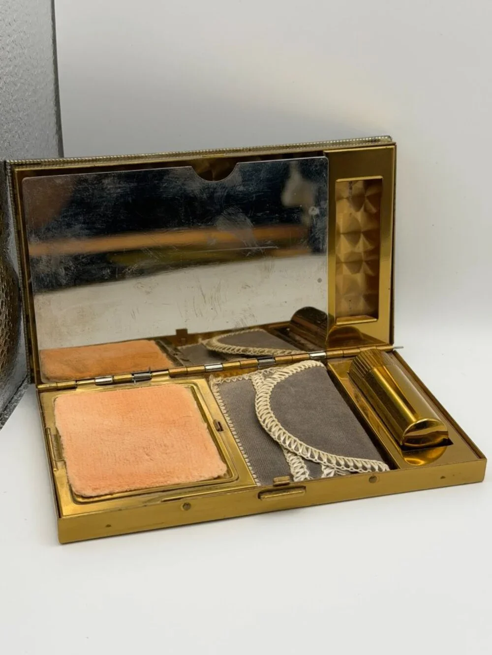 Vintage Ornate Beaded Vanity Compact Makeup Case Secret Compartment VTG 1950's